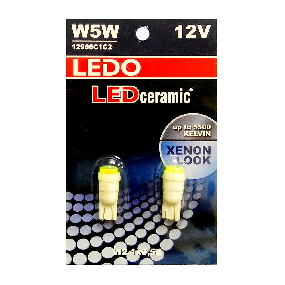 Лампа светодиодная W5W LEDO 12V 1,5W COB керамика