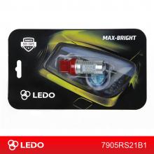 Лампа светодиодная W21W LEDO Max-Bright 21SMD линза 12V красная