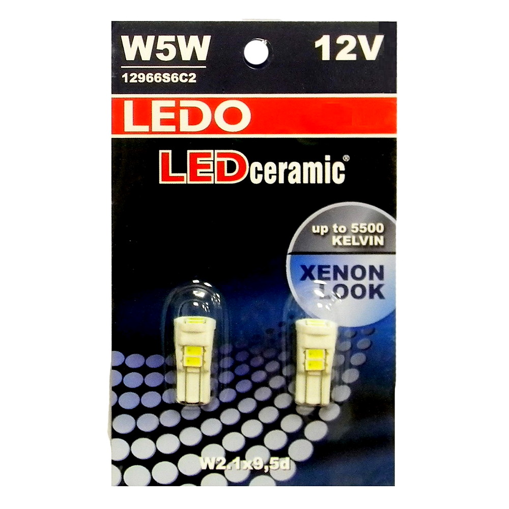 Лампа светодиодная W5W LEDO 12V 6SMD керамика